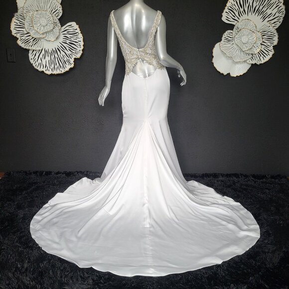 NWT~$1699~IMPRESSION~SZ 6/8~WHITE BEADED EMBROIDERED MERMAID WEDDING DRESS GOWN - Picture 12 of 16